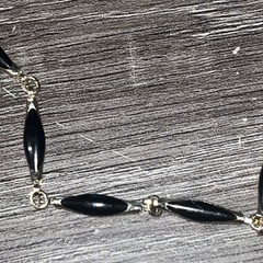Vintage 30in Black Twist Bead Station Necklace Gold Tone Opera Length MCM No Pit