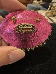 Celeste Mogador/ Bisou Vole/Stolen kiss brooch/French pin/Silk hand embroidered