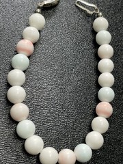 Vintage 7.8” Light Pastel Blue & Pink Lucite Beaded Bracelet