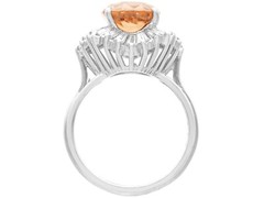3.60Ct Orange Tourmaline and 2.30Ct Diamond, 18k White Gold Ballerina Ring