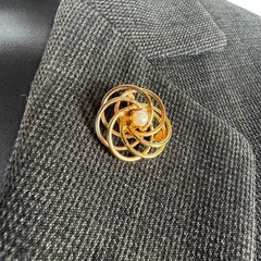 Vintage Gold Flower Brooch with Faux Pearl Center | Intricate Costume Jewelry