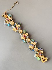 Vintage Verified JULIANA D&E Pastel Glass Beads Bracelet Brooch Earring Set