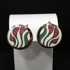 Laurel Burch “Lilies For Les” Floral Post Earrings, Gold Plated, 1980s Vintage