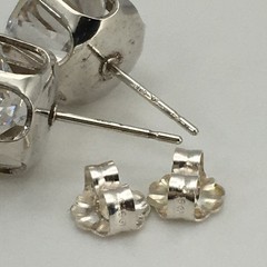 Vintage Sterling Silver 10mm Round CZ Stud Post Earrings Marked 925 3.8g #64
