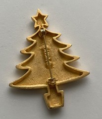 VINTAGE VERO CHRISTMAS TREE PIN BROOCH GOLD TEXTURED SIGNED MCM HTF 70s 31