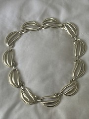 Vintage Modernist Open Link Choker Necklace Mid Century Wave Openwork 18”