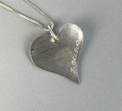 Vintage 70s Sterling Silver 925 Heart Pendant Necklace 17.75″, K53