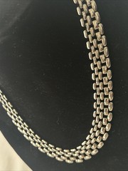 Vintage Korea Silver Tone 5-Row Panther Link Watchband Statement Choker Necklace