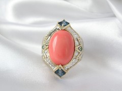 Gems en Vogue Michael Valitutti Sterling Silver 925 Pink Coral Statement Ring 10