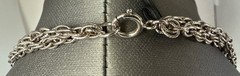 Crown Trifari© Textured Pendant Double Chain 1955-1969 Signed Silver Tone 18”