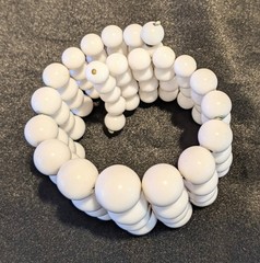 Vintage Mid-Century White Beaded Memory Wire Stretch Cuff Bracelet