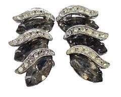 Vintage Weiss Smoky Crystal Rhinstone “Black Diamond” Bracelet & Earrings Set