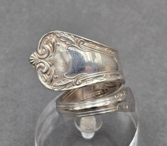 Vintage Silver Plate Wrap Spoon Ring Size 7 Upcycled Flatware Statement Band