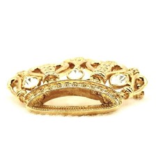 Vtg Kenneth J Lane Avon GoldTone Brooch Pin Adorned W/Clear RS Openwork Crown I