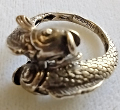 RARE Vintage Beau Sterling Silver Double Koi Fish Pisces Bypass Ring Sz 7