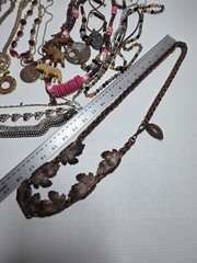 Vintage Unique Jewlery Lot Copper Wood Glass Metal Bead Necklaces