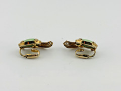Vintage Designer Sorrento Sterling 925 Silver Green Turquoise Clip On Earrings