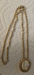 Florenza Vintage Oval Mother of Pearl Jewelry Set Gold Tone Bracelet Necklace