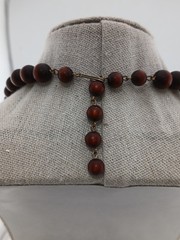 MID CENTURY moon glow brown graduated lucite beads necklace clip earrings set