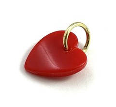 Vintage Heart Charm Tiny Necklace Pendant Vintage Jewelry Dainty Red Heart