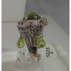 Vintage Sterling Silver Glamour Cocktail Ring Sim Peridot Briolette Drops Size 9