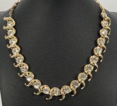 VTG Gold Tone Collar Necklace Rhinestones Adjustable Length Mid-Century Coro??