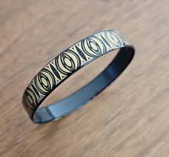 MCM STEINBOCK Austria Bangle Bracelet 24k Gold Overlay Black enamel signed