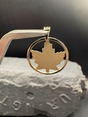 VTG Sterling Silver Gold Vermeil Maple Leaf Engraved Pendant Charm Estate 925
