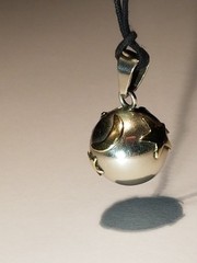 Rare Harmony Fairy Bell Necklace Vintage Silver Moon Stars Galaxy Charm Folk Art