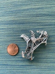 Charming Silver Tone Terrier Dog Brooch Marked GERRY’S with Blue Rhinestone Eyes