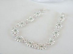 Sterling Silver 925 Mint Green Topaz Gemstone Tennis Bracelet 7.5″