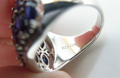 Vintage Sterling Silver 925 Natural Sapphire Diamond Statement Ring Size 7