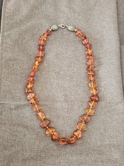 Cognac Amber Nugget Bead Necklace 25″ Long