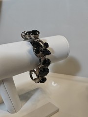 Juliana D & E Layered Jet Black Silvertone 5 Link Bracelet 6.50 BOOK Ref 1062