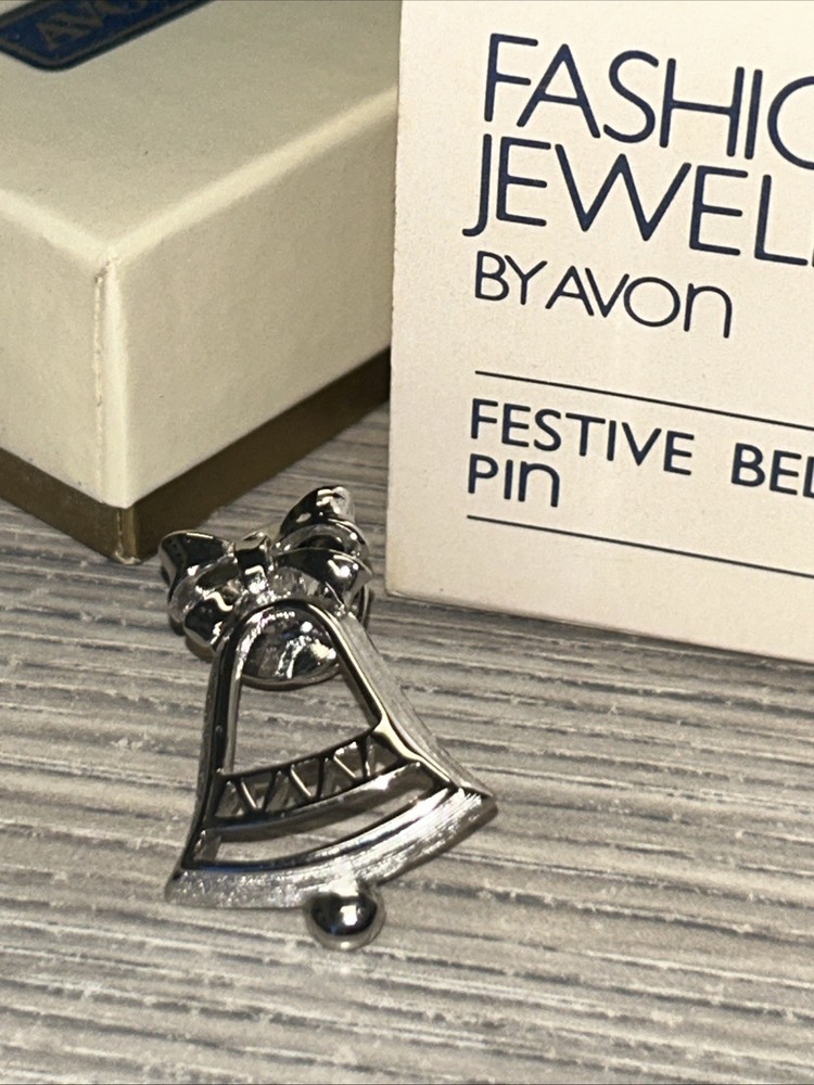 Vintage Avon 1981 “Festive Bell” Silver-Toned Christmas Pin