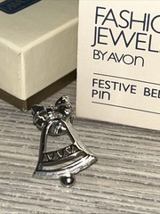 Vintage Avon 1981 “Festive Bell” Silver-Toned Christmas Pin