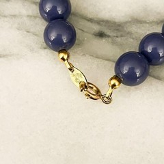 Vintage Trifari Signed Blue Beaded Necklace | Long 36 In Acrylic | MCM