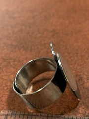 Vintage Sterling Silver Triple Layer Disk Modern Art Size 10.5-11 Statement Ring