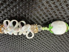 RARE Vintage VENDOME Milk Glass Resin Ribbons W/AB finish and AB Crystals