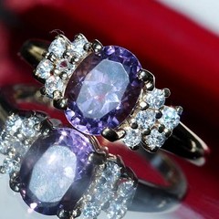 10k yellow gold ring 1.50ct amethyst & Crystal size 6 handmade vintage 2.40gr