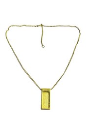 Vintage Avon Goldtone Rectangle Pendant Necklace Spring Ring Clasp 16 – 19 inch