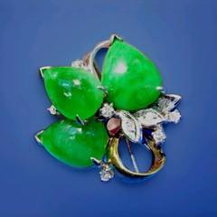 EARTH MINED Jadeite JADE Antique DIAMOND Ring Art Deco SOLID 14K GOLD Statement