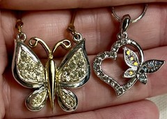 7-Pc Mixed Vintage Butterfly Lot Necklaces Earrings Anklet Butterflies Set