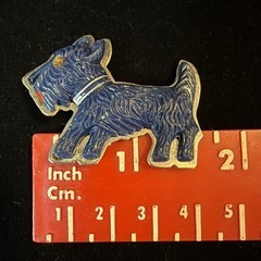 Vintage 1930s-1940s Blue Molded Plastic Scottie Dog Brooch Pin Scottish Terrier