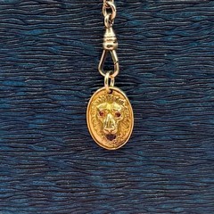 Vintage Gold Filled Lion Pendant Pink Stones Talisman Charm 1950s 1960s