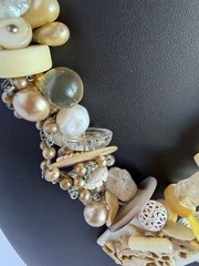 Vintage Necklace Adorned with Buttons, Beads, Buckles & Other Vintage Elements