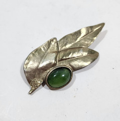 Vintage Pisces Enrique Lopez Green Silver Leaves 3.5 inches Signed