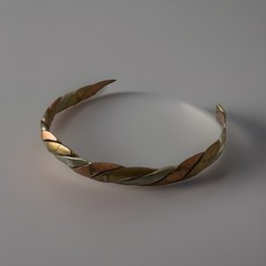 Vintage Copper, Brass, And Silver Bracelet Cuff Art Deco -#555