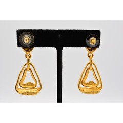 Casual Corner Vintage Earrings Brushed Gold Dangle Chunky Signed 1980s BinC