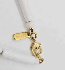 Monet Necklace White Gold Tone Barrel Bead Couture Vintage 32 in
